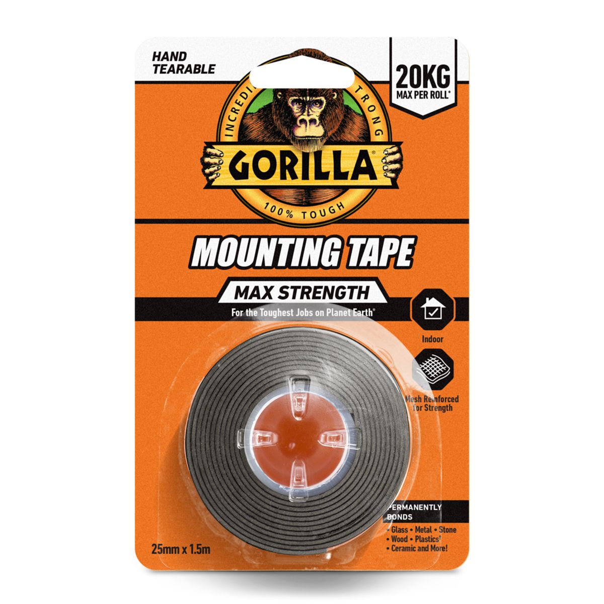GORILLA Max Strength indoor Mounting Tape Black 1.5m  
